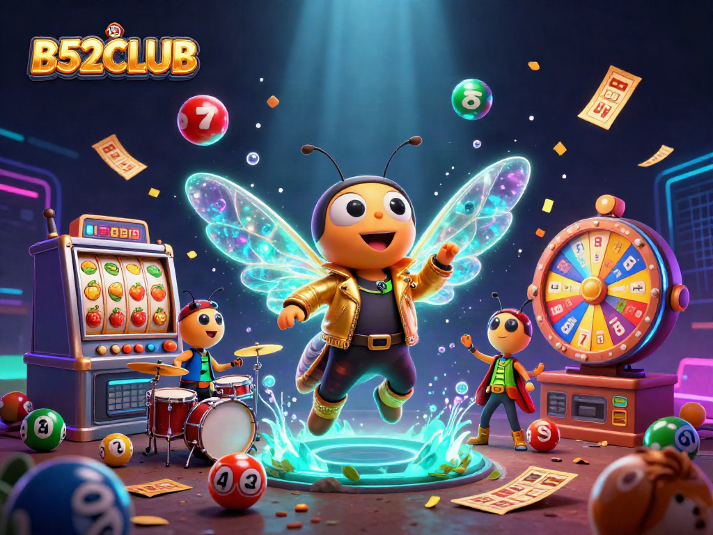 Engage in the vibrant B52CLUB gaming experience with a vivid scene showcasing explosive casino action.