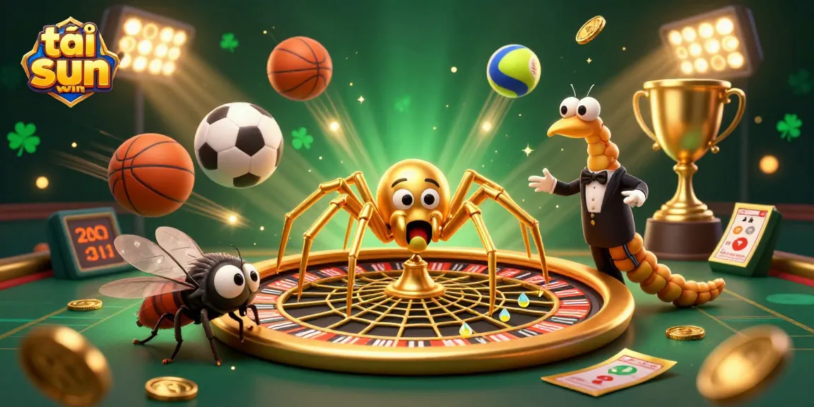 Experience the thrill of tải sun win in a vibrant casino scene, with a golden spider and interactive game elements.