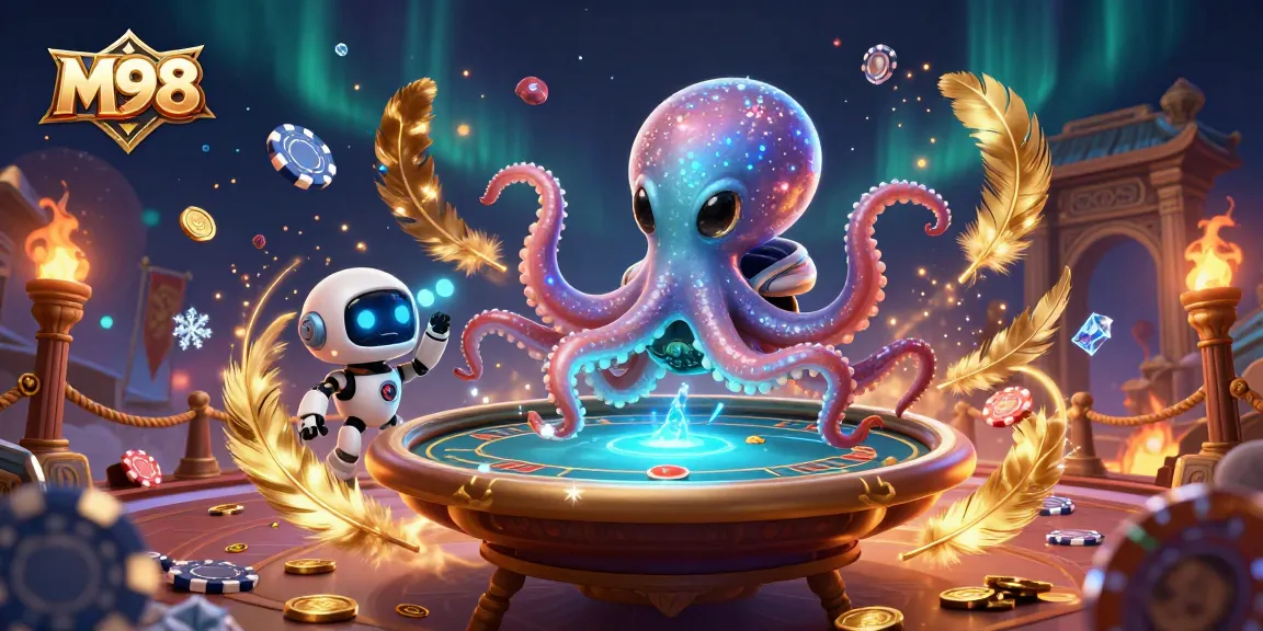 M98 showcases a vibrant alien poker scene with thrilling cosmic elements and energetic gameplay.