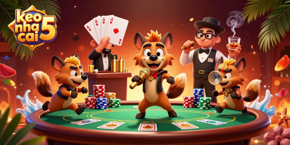 Engaging scene at a comedy casino club highlighting keo nha cai 5 with vibrant hyenas and dynamic gameplay elements.