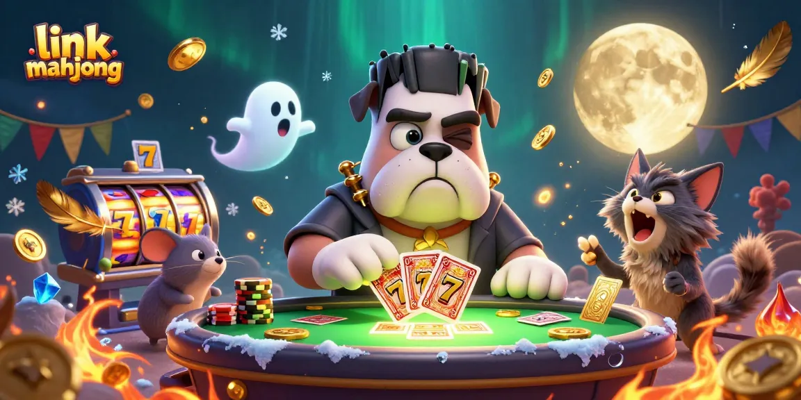 Experience thrilling slots action with link mahjong, featuring unique characters and vibrant casino elements.
