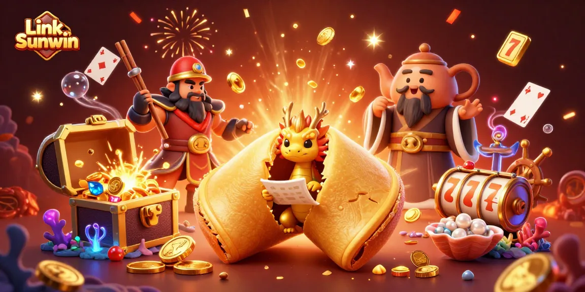 Link Sunwin showcases vibrant casino elements in a dynamic 3D illustration with rich details and magic.