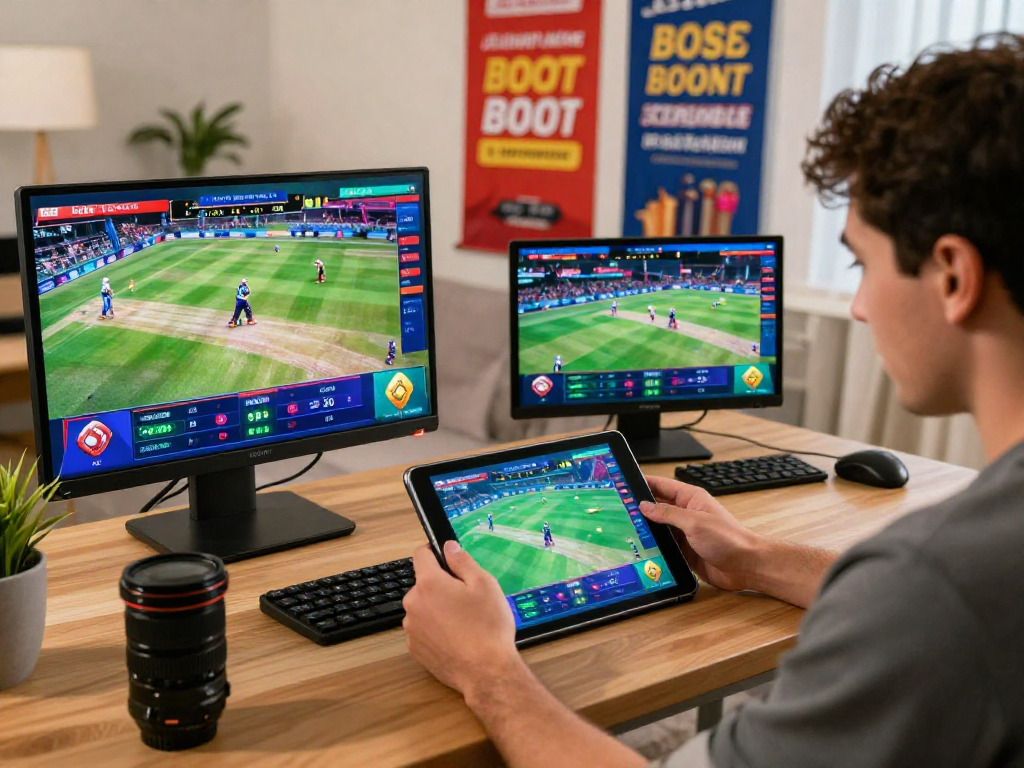 Engaging EK 333 online betting scene with vibrant graphics and live cricket action.